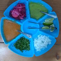 Condiments at El Bajón Vegano in Tulum