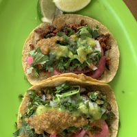 Chorizó verde y Chicharrón!!!  at El Bajón Vegano in Tulum