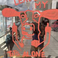 Window art  at El Bajón Vegano in Tulum