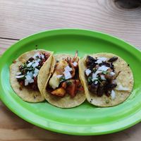 Bistec, pastor and chorizo rojo at El Bajón Vegano in Tulum