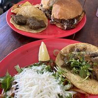 Torta, tacos y tostada  at El Bajón Vegano in Tulum