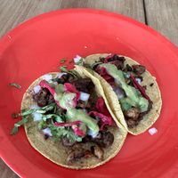 Soya tacos   at El Bajón Vegano in Tulum