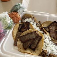Tacos & torta. The other tacos looked much better but everyone ate them so quickly that this is the only photo I have  at El Bajón Vegano in Tulum