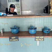 Condiment bar  at El Bajón Vegano in Tulum
