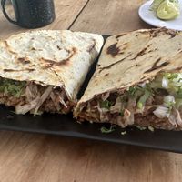 Tlayuda (yum)  at El Bajón Vegano in Tulum