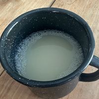 Agua del día (in this case, pineapple & coconut)  at El Bajón Vegano in Tulum