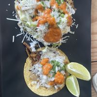 Tostada and taco  at El Bajón Vegano in Tulum