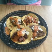 Variety of street tacos 🌮   at El Bajón Vegano in Tulum