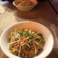 Peanut pad Thai with crispy tofu  at Noodlebox - 8th St in Calgary