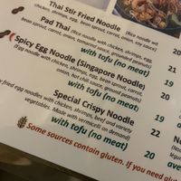 Menu   at Saigon Thai in Moncton