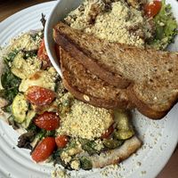 Half vegan pizza and half vegan Caesar. So good. Had to take some because it was so filling   at Harvest on 25th in Waco