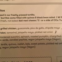 Menu at Cantina Bendigo in Bendigo