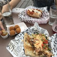 Meat ball sub, beyond sausage hoagie and bitterballen at SunLight Lounge in Amsterdam