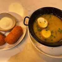 Cheese croquette and vegan scallops  at Rozey in Rotterdam