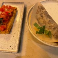 Bruschetta and mushroom crepe  at Rozey in Rotterdam