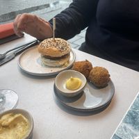 Rozey miniburger and bitterballen  at Rozey in Rotterdam