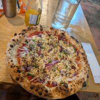 Wednesday is pizza day at Gorilla's vegan!!  Pizza was great !! at Gorilla Vegan Burger in Piracicaba