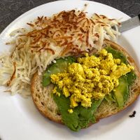 Avocado toast and tofu scramble  at Ideal Cafe in Campbell River