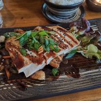 Grilled tofu steak with rice at BANÔI in Freiburg