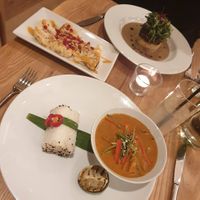 Thai curry, risotto cake and side of cauliflower  at The Gate - St John's Wood in North West London