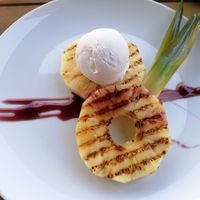 Grilled pineapple and vegan coconut ice cream at The Gate - St John's Wood in North West London