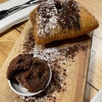 Hazelnut choc filled pastry with choc sorbet   at 48H Pizza & Gnocchi Bar in Elsternwick