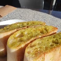 Vegan garlic bread (comes with 5 pieces) at Old Boundary Hotel in Bendigo