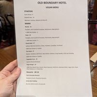 Menu June 24 at Old Boundary Hotel in Bendigo