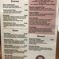 Separate vegan menu at Old Boundary Hotel in Bendigo