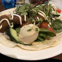 Vegan Falafel souvlaki - missing beetroot hummus  at Old Boundary Hotel in Bendigo