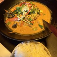Vegan Curry and rice  at Basil Nut in Katoomba