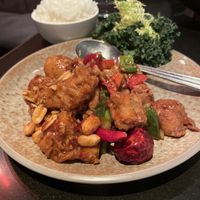 Veggie kung pao chicken (taste great, texture too much like meat for me!) at Qi - House of Sichuan in Hong Kong Island