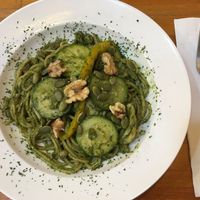 Pumpkin seed & zucchini pesto pasta (NT$200) at Mes Vegetarian Cafe 麥意斯咖啡蔬食 in Taichung