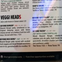 Menu at Wingers in Mountain Home