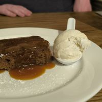 Dessert: biscoff cake with ice cream at The Lewiston Loch Ness Inn in Drumnadrochit