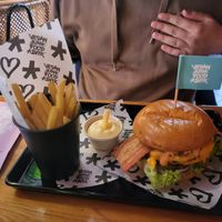 Burger and fries at Vegan Junk Food Bar  - Rotterdam in Rotterdam