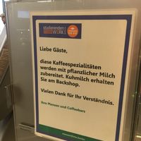 vegan milk for coffee machine  at Mensa Veggie 2.0 - Die tiefgrüne Mensa in Berlin