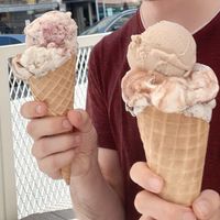 3 big scoops on each cone at Veganista Ice Cream VIII in Vienna