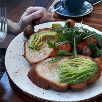 Veggies on toast with avocado instead of fetta at Bayside Barista in Rockingham