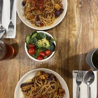 Two eggplant spaghettis and a side salad  at YEARS 素年 in Kowloon