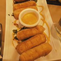 Tequeños con salsa de mostaza. Delicioso at Sanissimo - Gran Via in Madrid