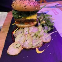 Hamburguesa terra 👍🏻 #Veganuary at Sanissimo - Gran Via in Madrid