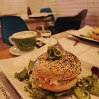 Bagel with carrot salmon at Sanissimo - Gran Via in Madrid