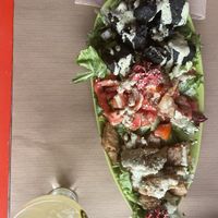 Black focaccia salad  at Sanissimo - Gran Via in Madrid