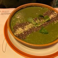 Mushroom and potatoes soup at Sanissimo - Gran Via in Madrid