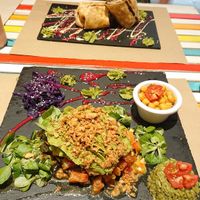 Eggplant lesagna & vegan chicken wrap at Sanissimo - Gran Via in Madrid