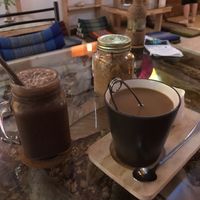 Coco shake and Yogi Tea at Ashoka Vegan in Koh Phangan