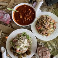 Falafel plate and other dishes at Ashoka Vegan in Koh Phangan