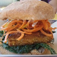 Sesame dijon tempeh sandwich at Root Down Kitchen in Bend
