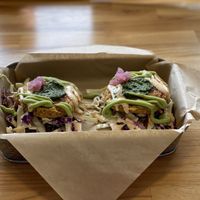 Fritters on a bed of slaw  at Root Down Kitchen in Bend